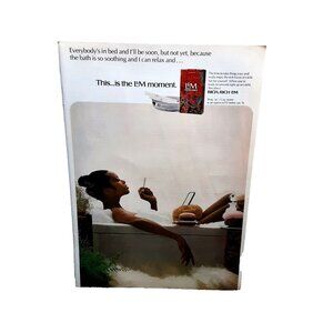 1971 L&M Cigarettes Woman Smoking in a Bathtub Bath Original Print Ad 70s